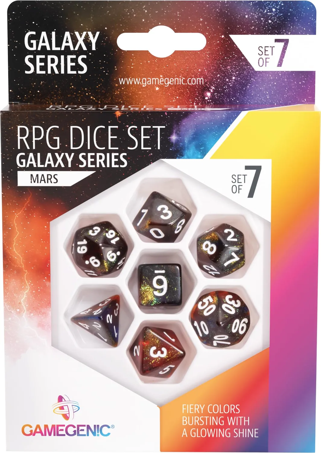 Gamegenic Galaxy Mars Würfelset 7-teilig Resin rot