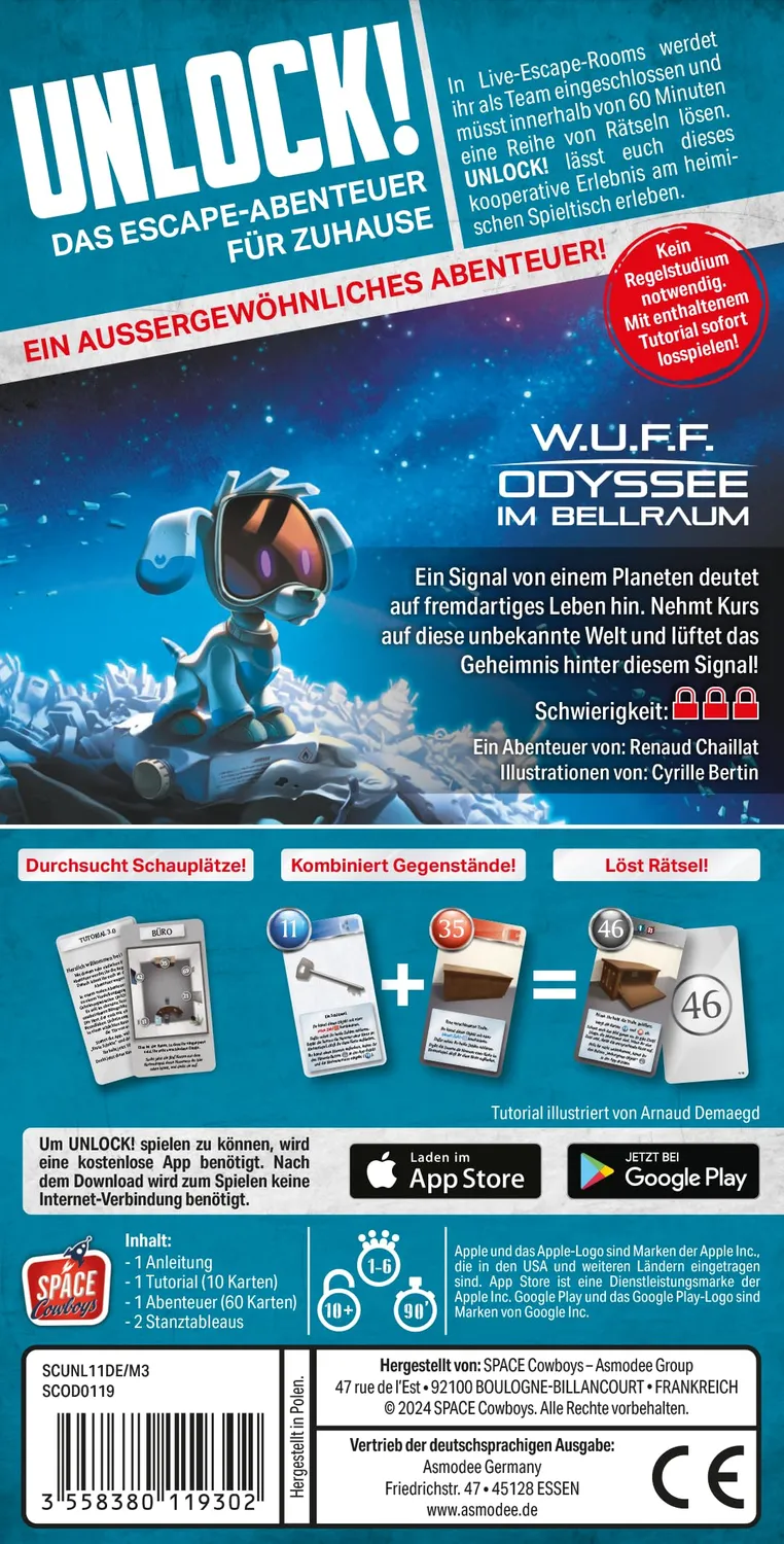 Space Cowboys Unlock W.U.F.F. Odyssee im Bellraum Rätselspiel