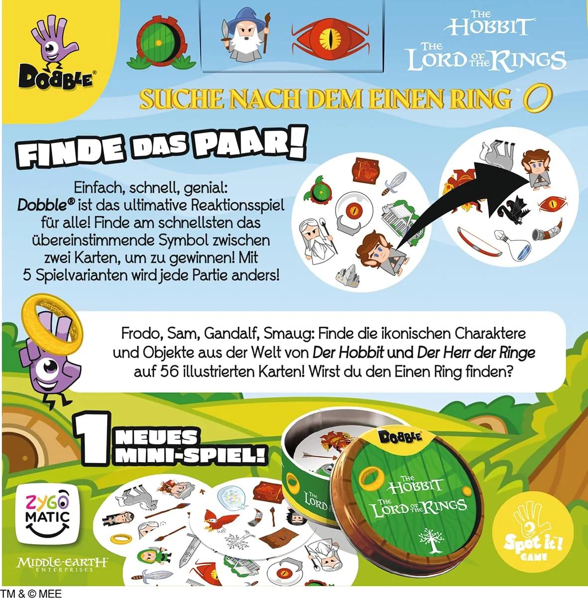 Dobble Herr der Ringe Kartenspiel Dose für Reaktionsspiel