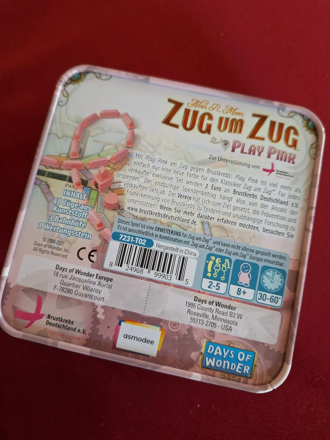 Asmodee Zug um Zug Play Pink Erweiterung Familienspiel rosa Züge