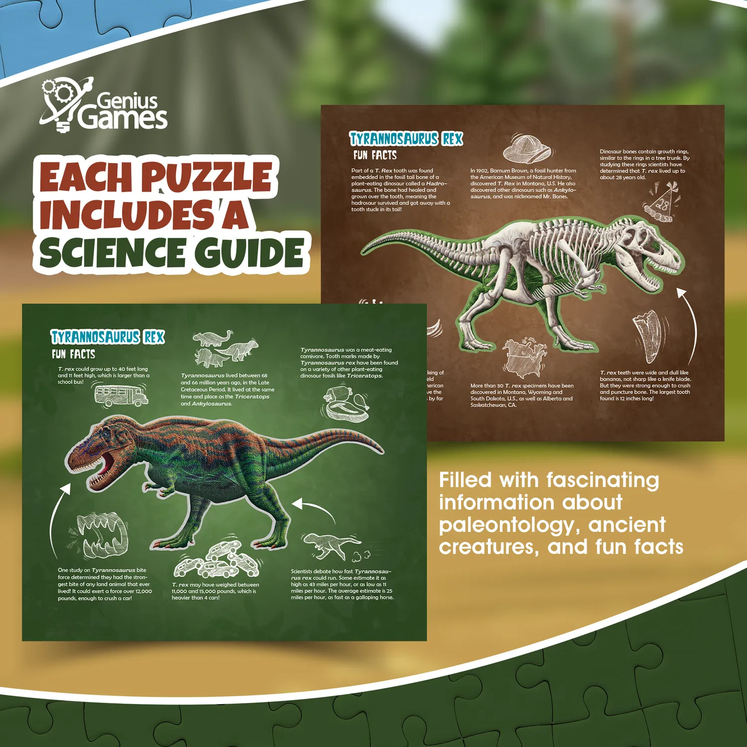 Genius Games Turn N Learn Tyrannosaurus Rex Bodenpuzzle Glow