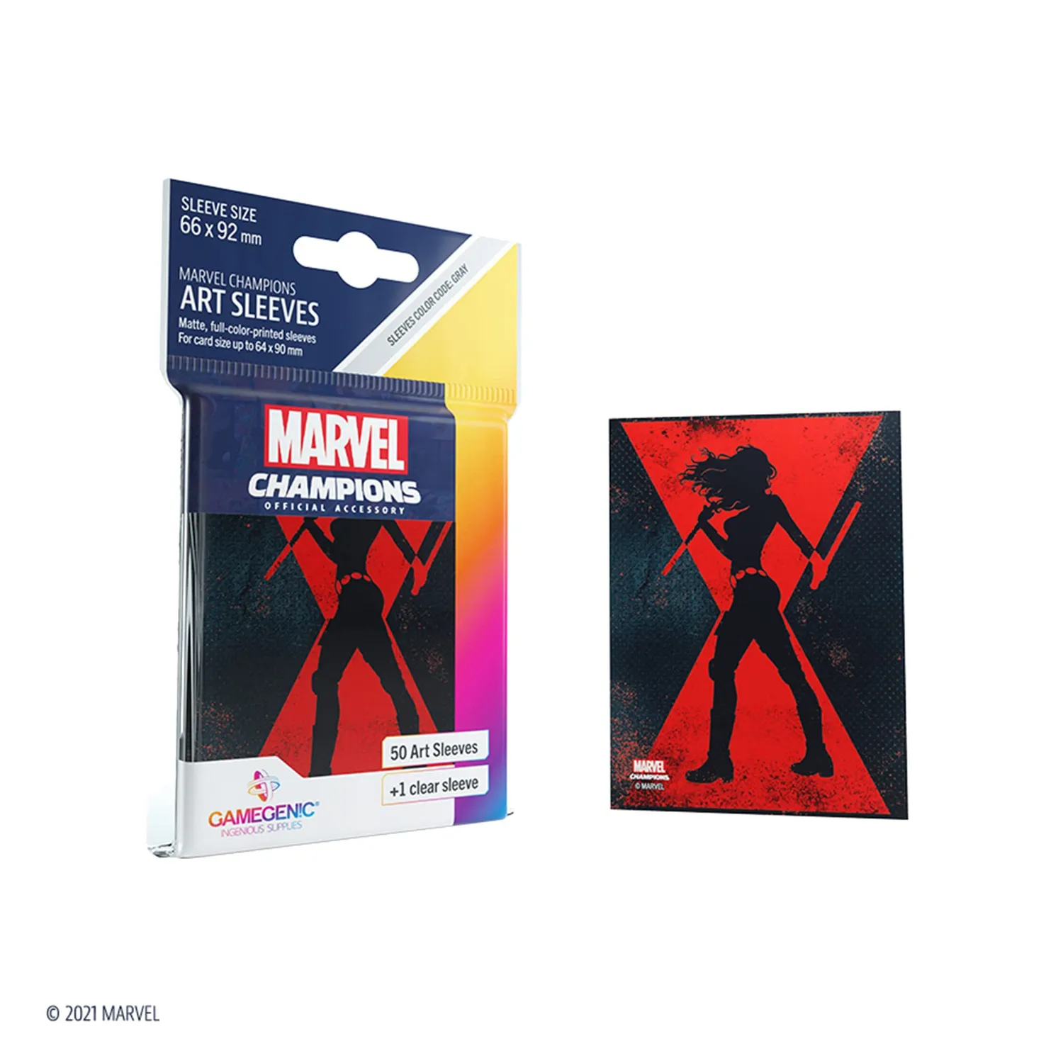 Gamegenic Marvel Champions Black Widow Sleeves 66x92 Grau