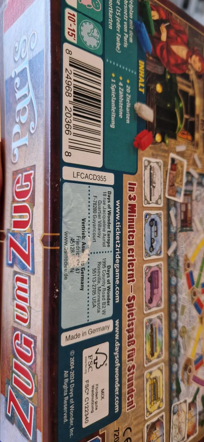 Days of Wonder Zug um Zug Paris Brettspiel Deutsch 2-4 Spieler
