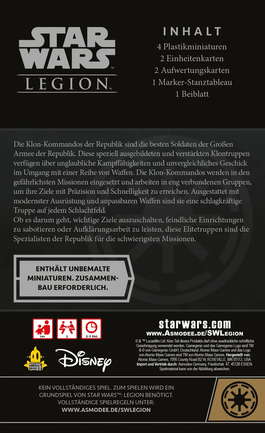 Star Wars Legion Klon-Kommandos Einheit-Erweiterung Tabletop
