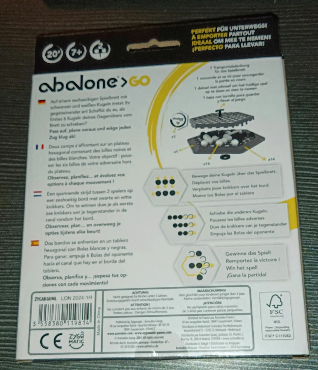 Abalone Go Strategiespiel Reisevariante 2 Spieler