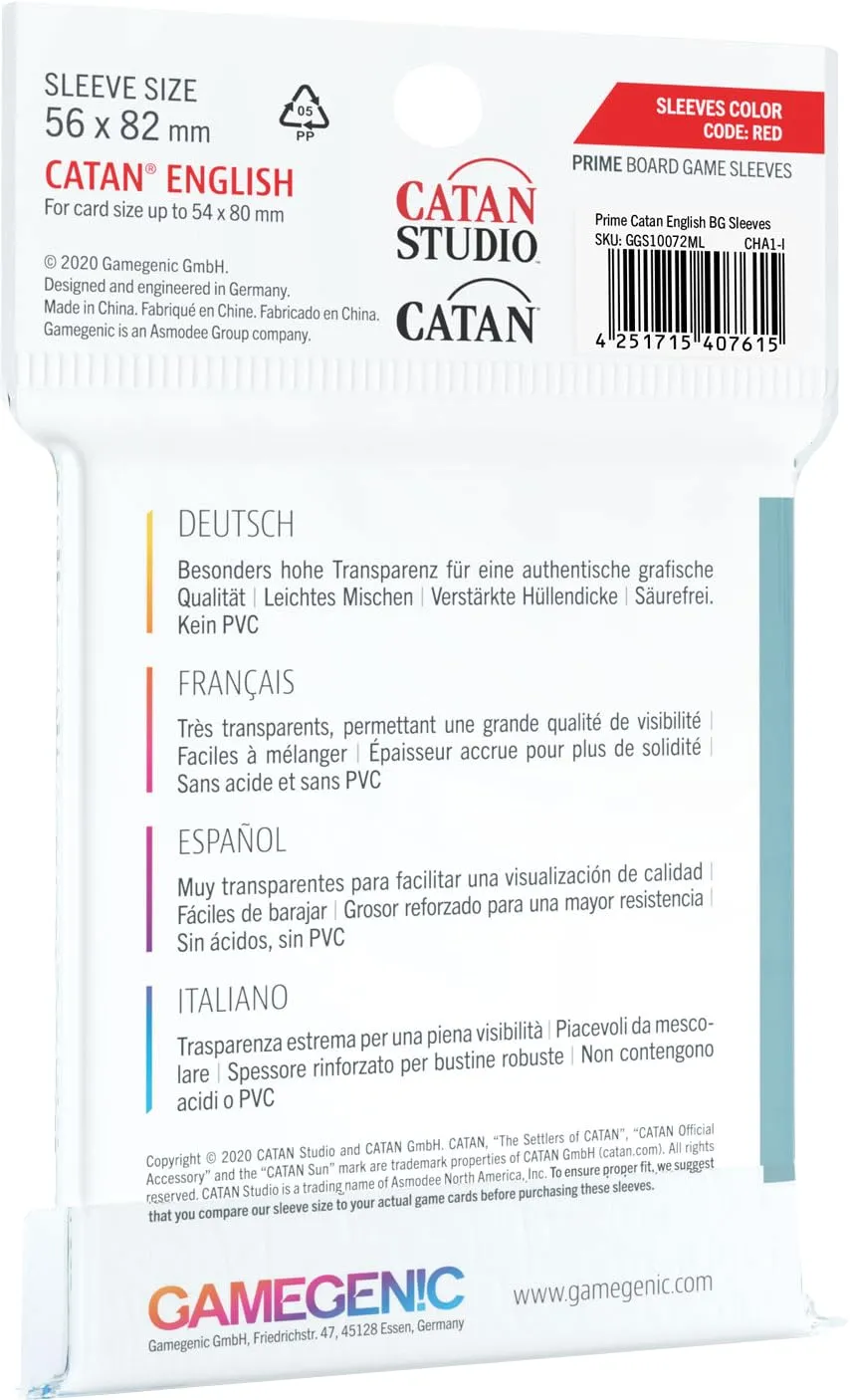 Gamegenic Prime Catan-Sized Sleeves Kartenhüllen 56x82 60 Stk