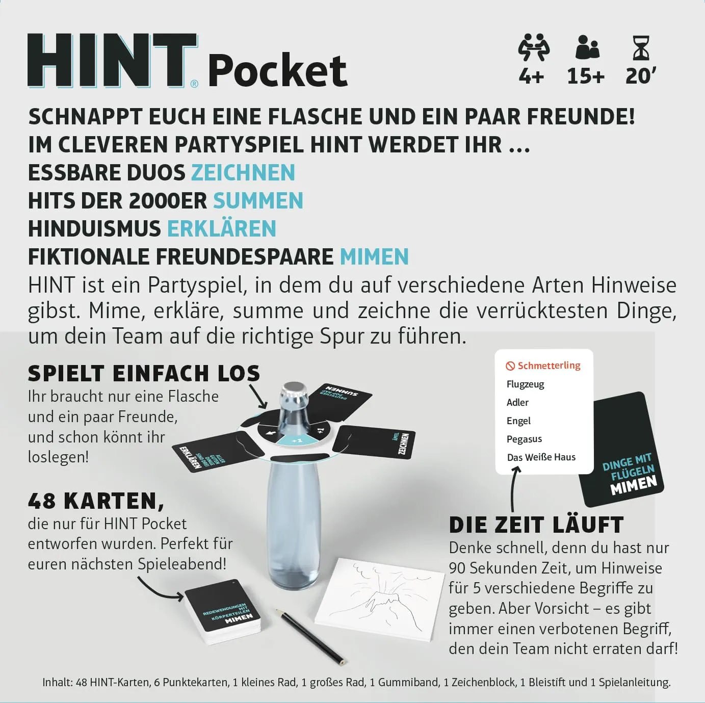 HINT Pocket Partyspiel Deutsch 48 Karten
