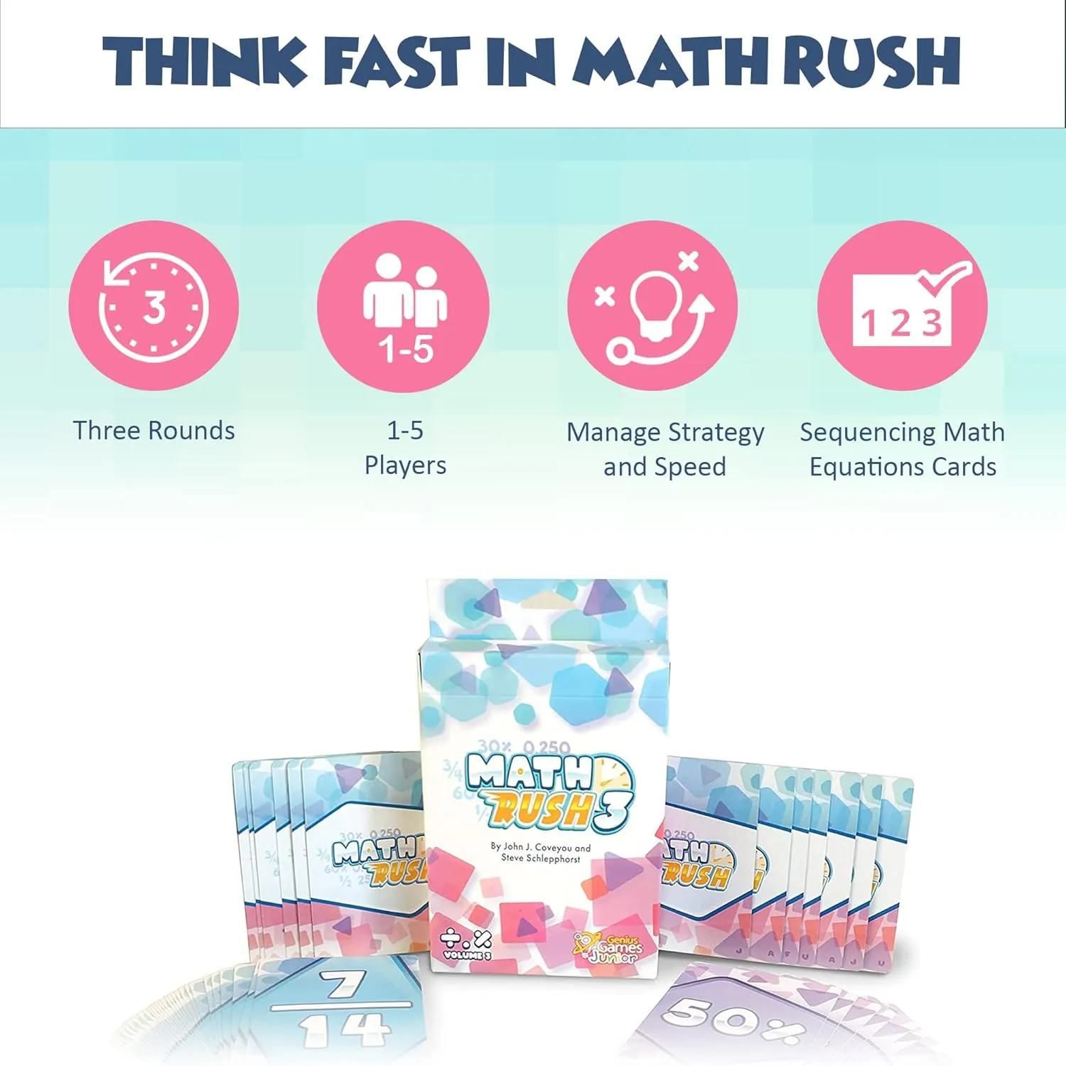 Genius Games Math Rush 3 Kartenspiel Brüche Dezimalzahlen