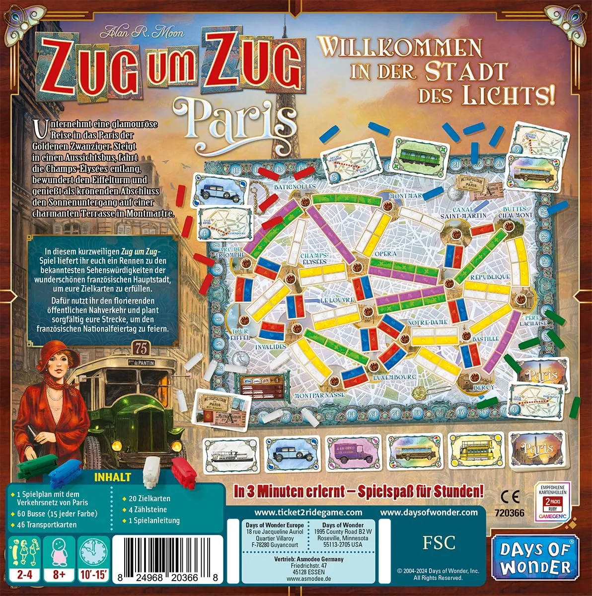 Days of Wonder Zug um Zug Paris Brettspiel Deutsch 2-4 Spieler