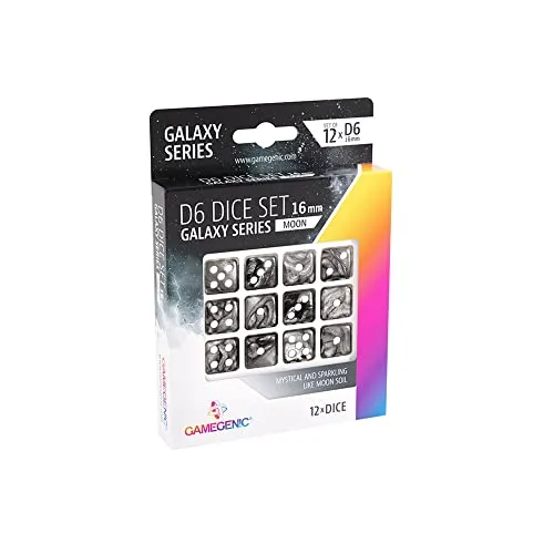 Gamegenic Galaxy Series Moon D6 Würfelset 16 mm 12 Würfel