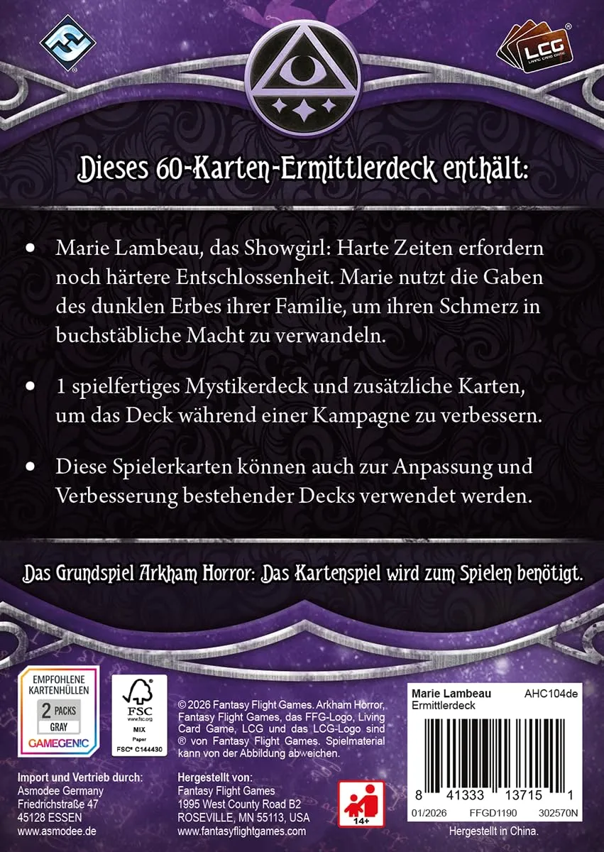Arkham Horror LCG Marie Lambeau Ermittlerdeck Deutsch Mystiker